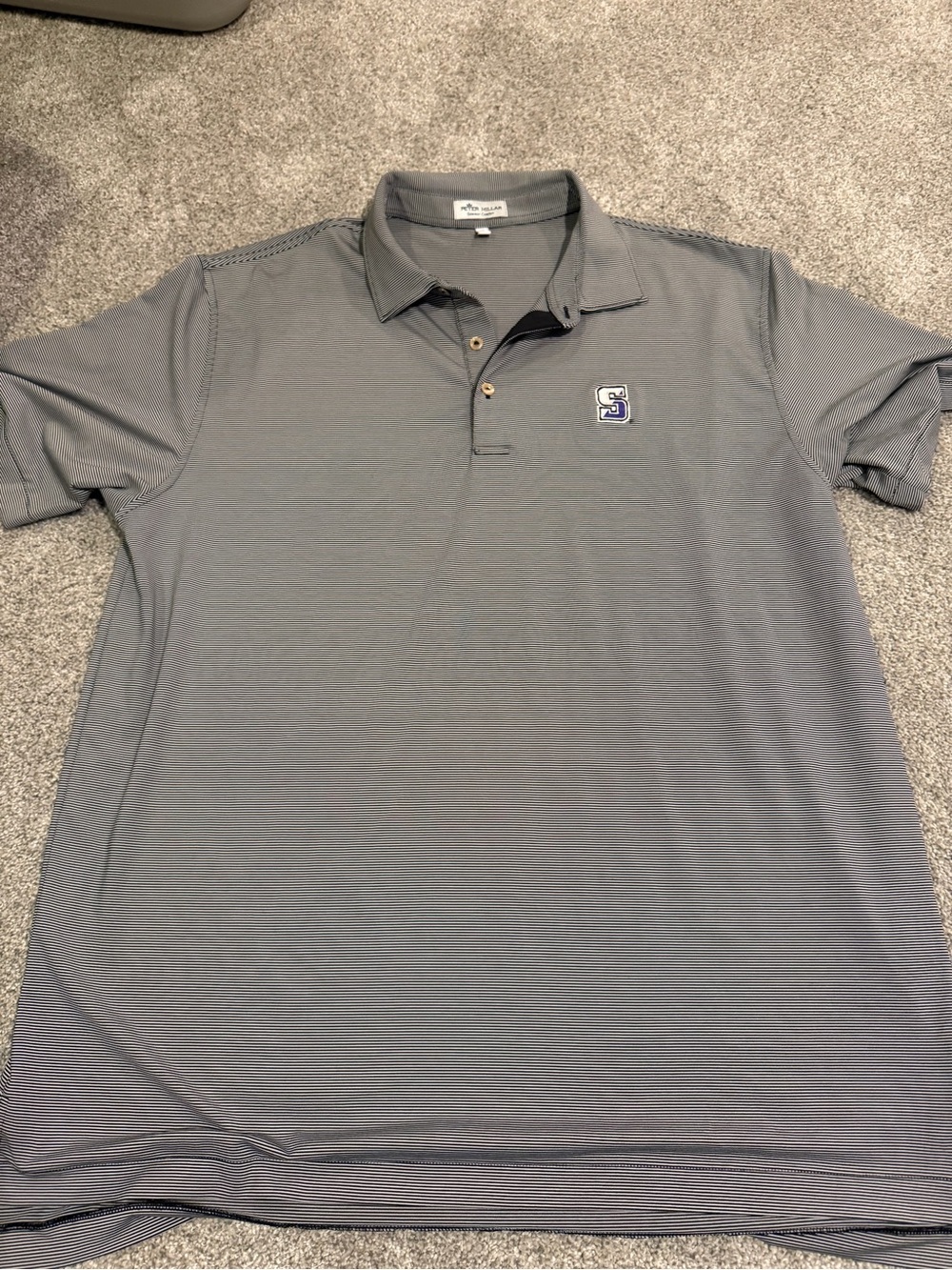 Peter Millar Men's Gray Scranton Polo with Subtle Stripe Detail